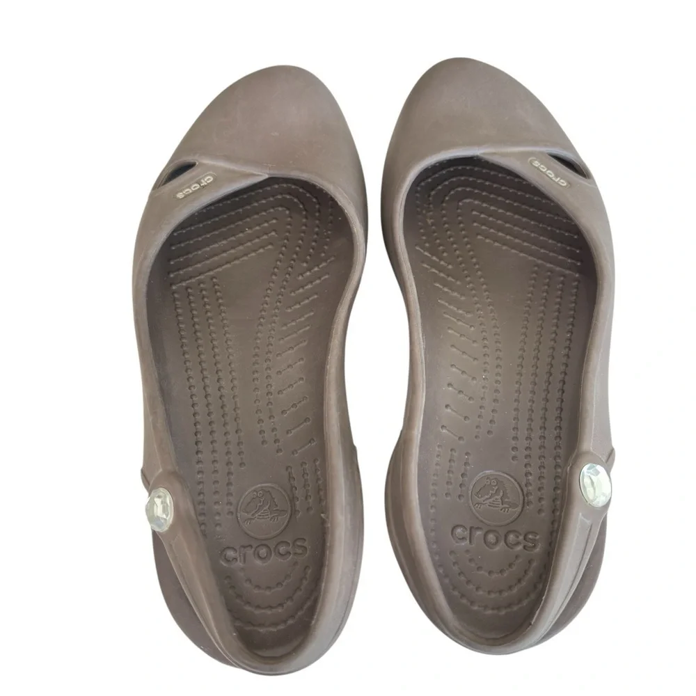 CROCS Taylor Slingback Flats‎ Mules Sandals Black Slip On Shoes Sz 7 Y2K Preppy